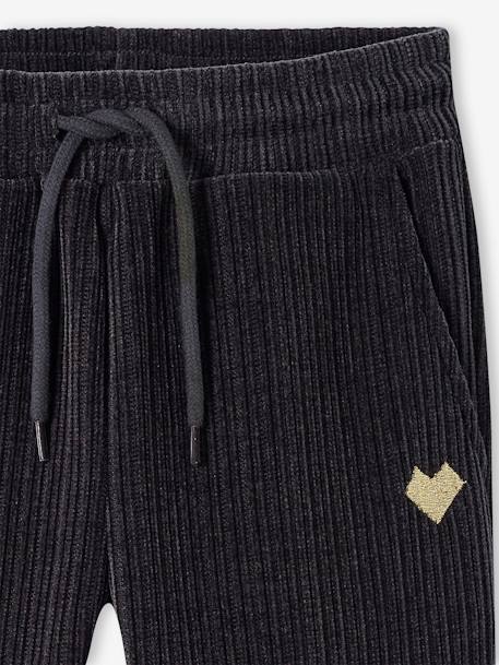 Pantalon jogging en velours côtelé fille gris chiné+vert 3 - vertbaudet enfant 