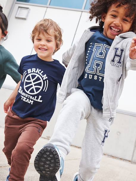 Sweat zippé à capuche sport garçon. bleu grisé+gris chiné+marine+rouge 9 - vertbaudet enfant 