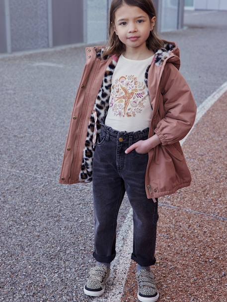 Fille-Manteau, veste-Manteau, parka, blouson-Parka à capuche fille doublée imitation fourrure