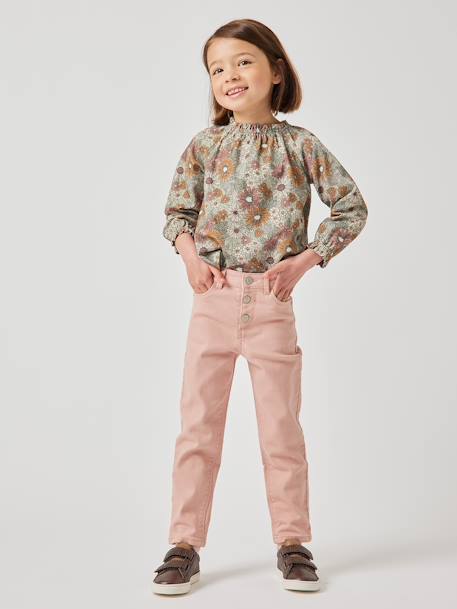 Pantalon Mom MorphologiK Tour de hanches MEDIUM fille encre+pêche+rose poudré 9 - vertbaudet enfant 