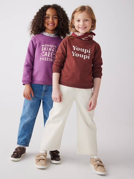 Sweat Basics motifs détails irisés fille chocolat 6 - vertbaudet enfant 