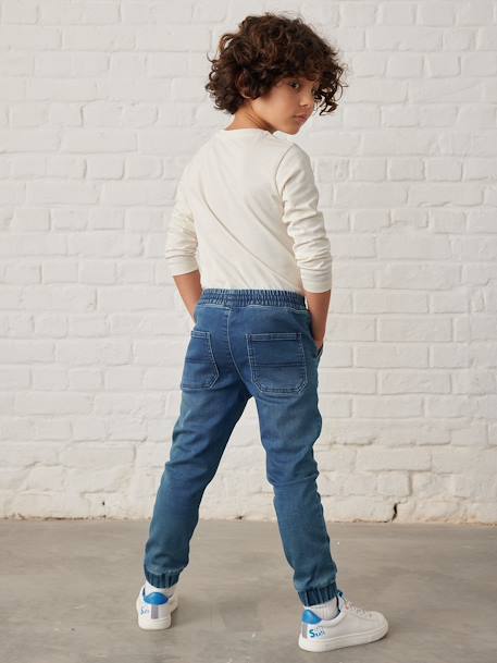 Pantalon jogger en molleton effet denim facile à enfiler garçon denim gris+stone 8 - vertbaudet enfant 