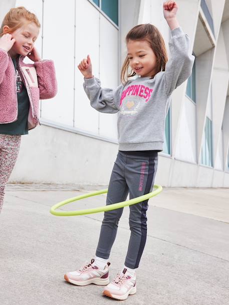 Sweat sport fille 'Hapiness' en bouclette et détails irisés fille gris chiné 5 - vertbaudet enfant 