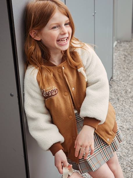 Blouson teddy en lainage et sherpa fille animation en bouclettes camel 6 - vertbaudet enfant 