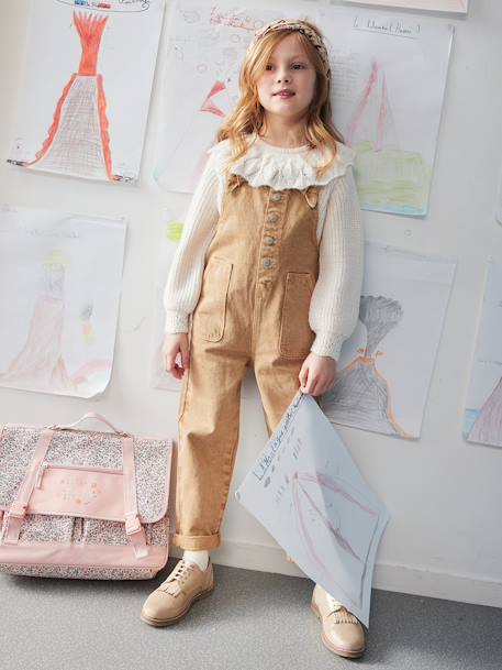 Salopette style charpentier fille taupe 1 - vertbaudet enfant 