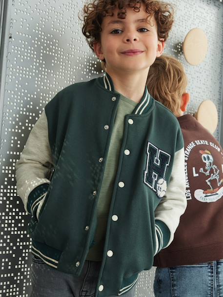 Sweat style teddy en molleton garçon badge en bouclettes. marine+vert sapin 5 - vertbaudet enfant 