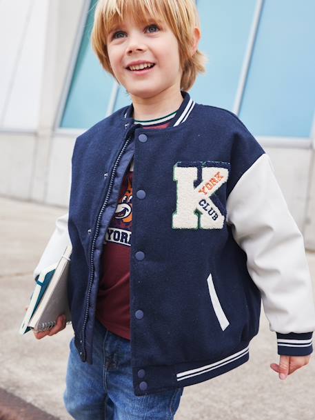 Blouson Teddy garçon lettre en bouclettes. marine 7 - vertbaudet enfant 