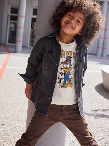 Chemise en jean garçon personnalisable denim black+denim bleached+stone 1 - vertbaudet enfant 