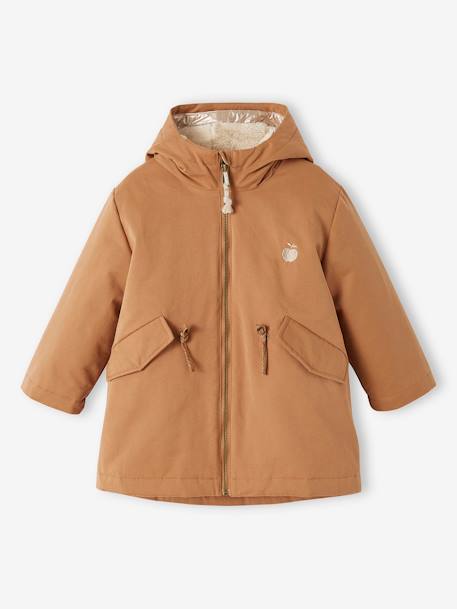 Parka à capuche 3 en 1 fille avec doudoune brillante doublée sherpa camel 2 - vertbaudet enfant 