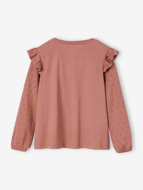 Tee-shirt volanté BASICS fille personnalisable bois de rose+écru+marine 5 - vertbaudet enfant 