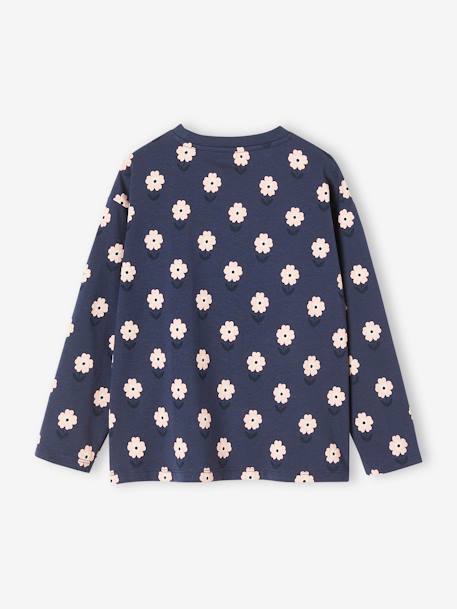 Tee-shirt fille manches longues bleu nuit+noisette+rayé bleu 2 - vertbaudet enfant 