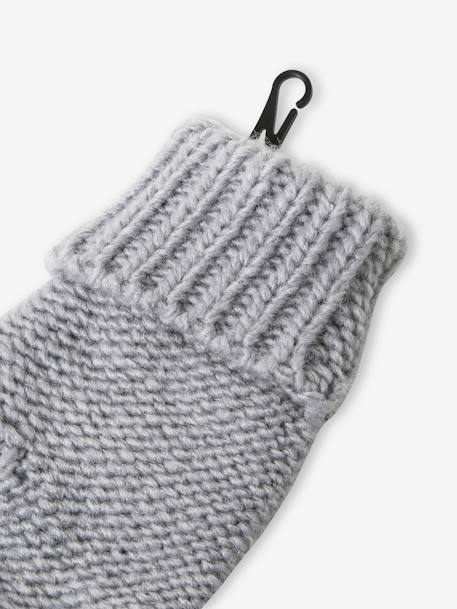 Ensemble bonnet + snood + gants ou moufles pompons fille gris chiné 7 - vertbaudet enfant 