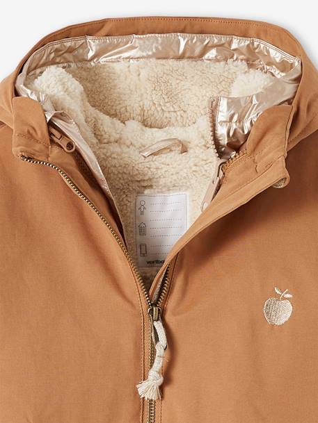 Parka à capuche 3 en 1 fille avec doudoune brillante doublée sherpa camel 7 - vertbaudet enfant 