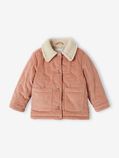 Fille-Manteau, veste-Veste matelassée en velours doublé sherpa fille