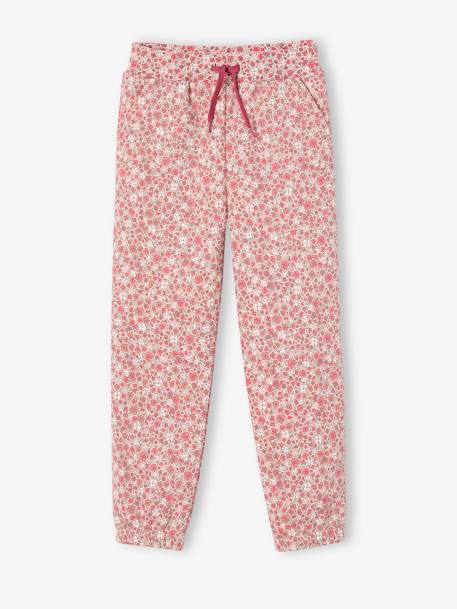 Pantalon jogging imprimé fleurs en molleton fille rose imprimé 1 - vertbaudet enfant 