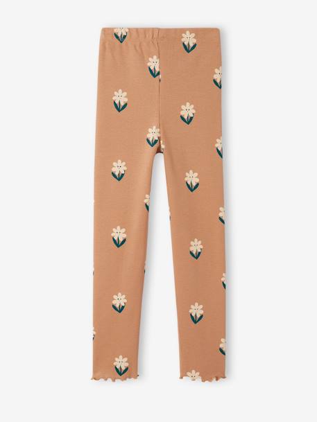 Legging imprimé en maille côtelée fille noisette+rose pâle+vert de gris 4 - vertbaudet enfant 