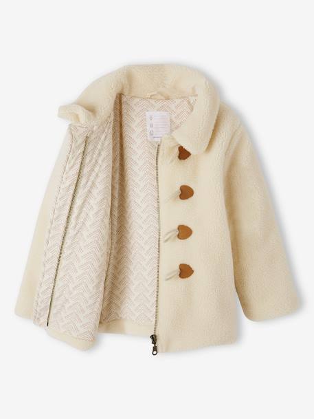 Manteau douillet en sherpa fille fermeture par brandebourgs écru 5 - vertbaudet enfant 