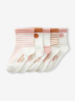 -Lot de 5 paires de chaussettes pois/rayures bébé fille