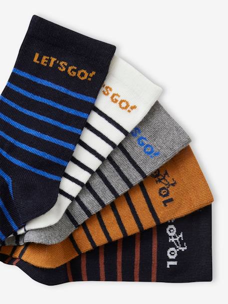 Lot de 5 paires de chaussettes rayées garçon bleu nuit 2 - vertbaudet enfant 