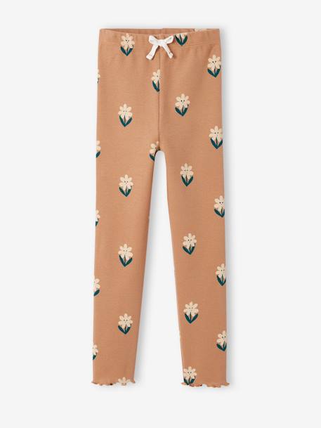 Legging imprimé en maille côtelée fille noisette+rose pâle+vert de gris 3 - vertbaudet enfant 