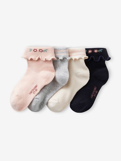 Fille-Sous-vêtement-Lot de 4 paires de chaussettes fantaisie fille