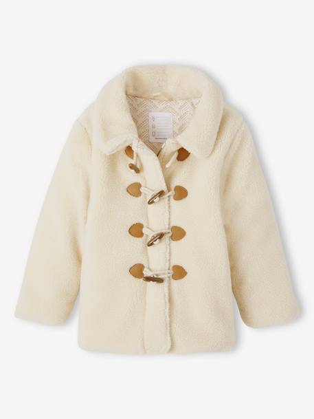 Manteau douillet en sherpa fille fermeture par brandebourgs écru 4 - vertbaudet enfant 