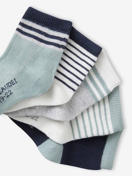 Lot de 5 paires de chaussettes à rayures bébé garçon bleu grisé 2 - vertbaudet enfant 