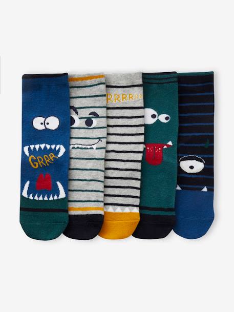 Garçon-Sous-vêtement-Chaussettes-Lot de 5 paires de chaussettes "monstres" garçon