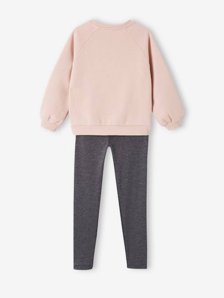 Ensemble sport sweat en molleton + legging matière technique fille rose poudré 4 - vertbaudet enfant 