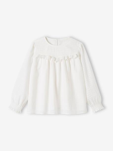 Blouse à volant effet texturé fille écru+marine 1 - vertbaudet enfant 