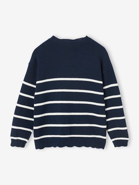 Pull marinière fantaisie fille marine+rayé marine+rose bonbon 3 - vertbaudet enfant 