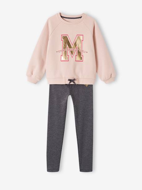 Ensemble sport sweat en molleton + legging matière technique fille  - vertbaudet enfant