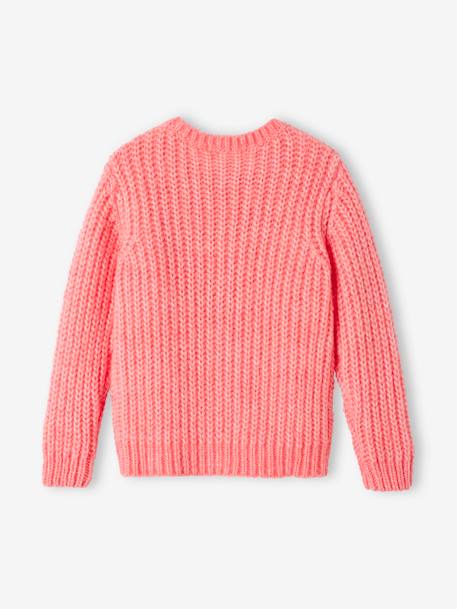 Gilet loose en maille mousseuse fille rose bonbon 4 - vertbaudet enfant 