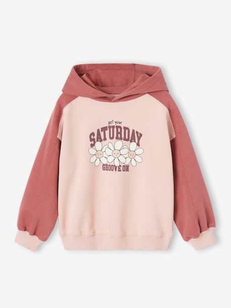 Sweat à capuche fantaisie fille rose poudré 1 - vertbaudet enfant 