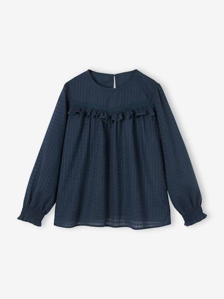 Blouse à volant effet texturé fille écru+marine 5 - vertbaudet enfant 