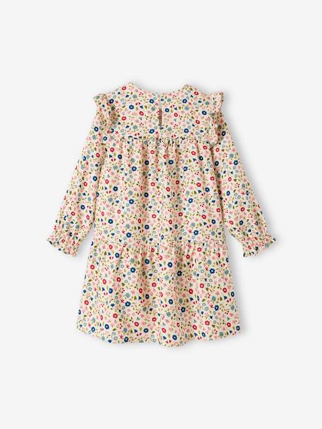 Robe imprimée fleurs manches volantées fille bleu grisé+bleu nuit+écru+vert d'eau+vieux rose 10 - vertbaudet enfant 