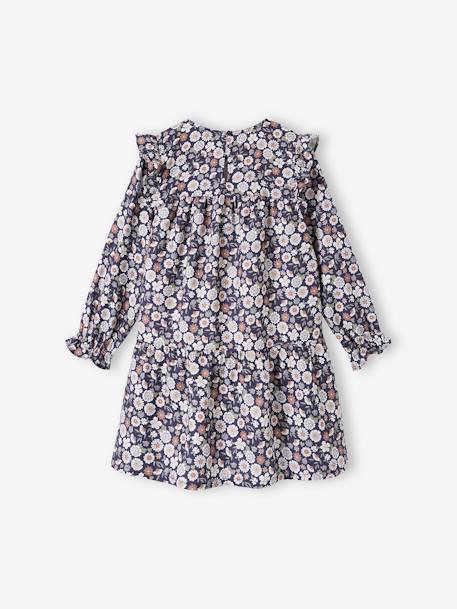 Robe imprimée fleurs manches volantées fille bleu grisé+bleu nuit+écru+vert d'eau+vieux rose 6 - vertbaudet enfant 