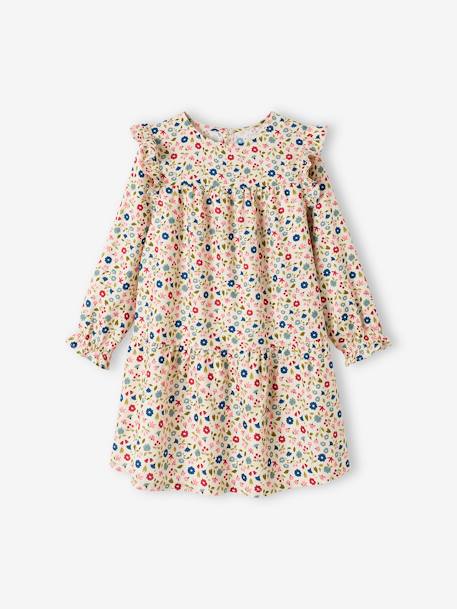 Robe imprimée fleurs manches volantées fille bleu grisé+bleu nuit+écru+vert d'eau+vieux rose 9 - vertbaudet enfant 