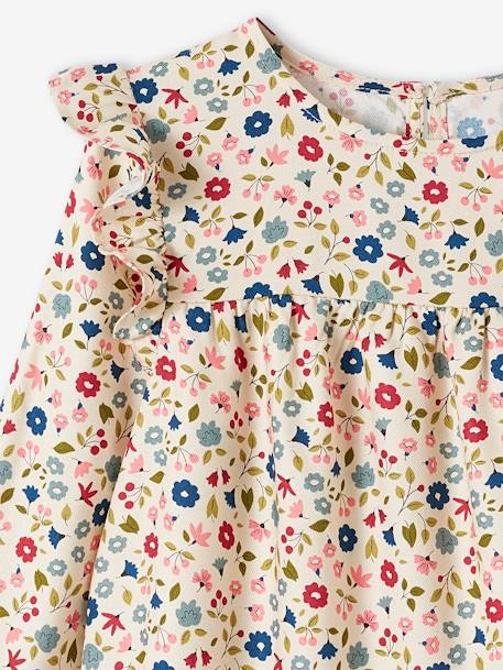 Robe imprimée fleurs manches volantées fille bleu grisé+bleu nuit+écru+vert d'eau+vieux rose 11 - vertbaudet enfant 