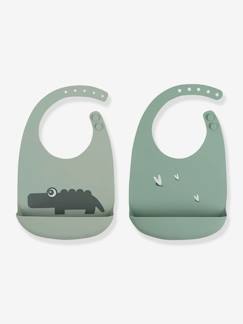 Lot de 2 bavoirs silicone Croco DONE BY DEER  - vertbaudet enfant