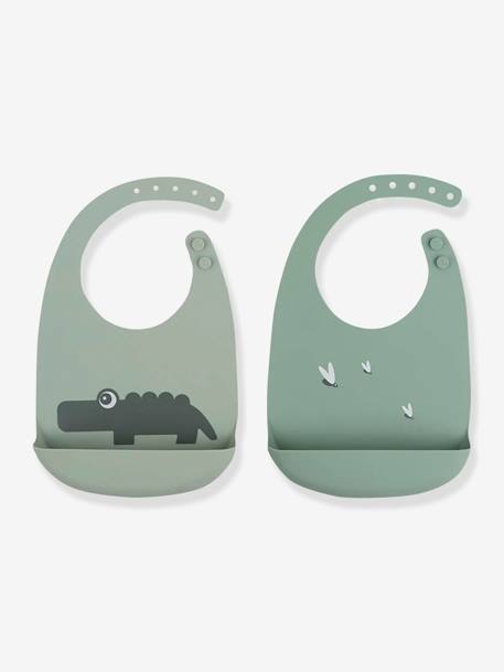 Lot de 2 bavoirs silicone Croco DONE BY DEER rose+vert 4 - vertbaudet enfant 