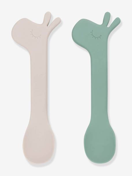 Lot de 2 cuillères en silicone Lalee DONE BY DEER orange+vert 10 - vertbaudet enfant 