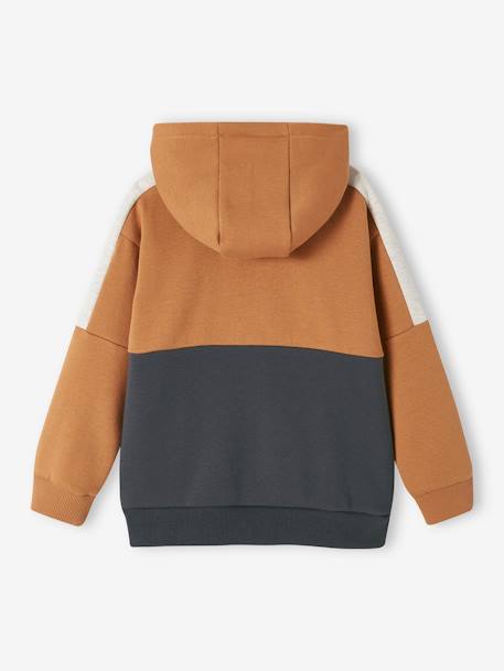 Sweat zippé à capuche effet colorblock sport garçon bordeaux+gris chiné+ocre+vert sapin 9 - vertbaudet enfant 