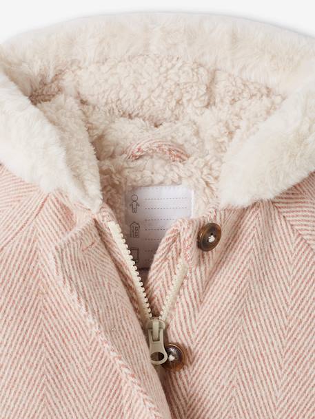 Manteau en drap de laine Bébé doublé de fausse fourrure rose 5 - vertbaudet enfant 