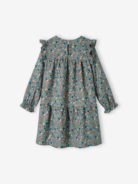 Robe imprimée fleurs manches volantées fille bleu grisé+bleu nuit+écru+vert d'eau+vieux rose 2 - vertbaudet enfant 