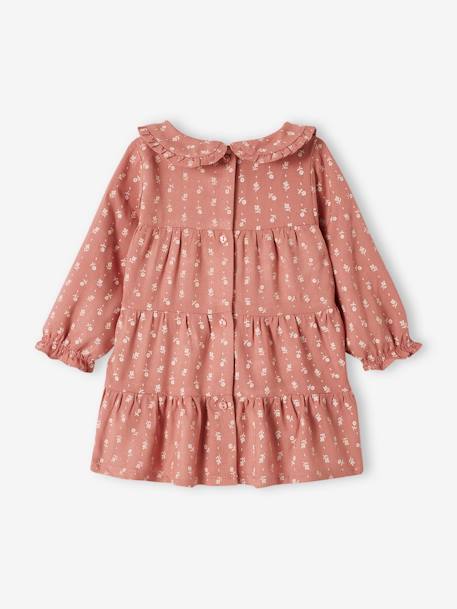 Robe fluide bébé à volant vieux rose 2 - vertbaudet enfant 