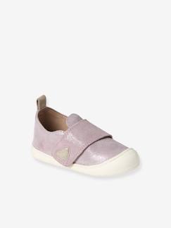 -Chaussons scratchés bébé en cuir souple