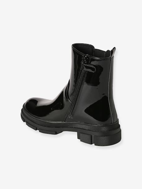 Boots vernies zippées et élastiquées junior noir 3 - vertbaudet enfant 