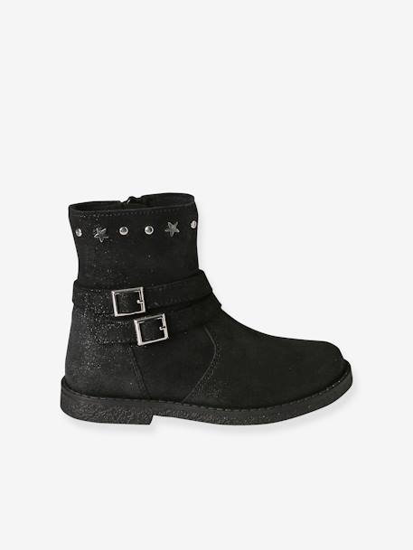 Boots en cuir fille collection maternelle noir 2 - vertbaudet enfant 