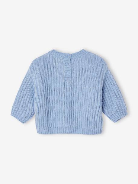 Pull tricot bébé coeur doré bleu ciel+ivoire 3 - vertbaudet enfant 